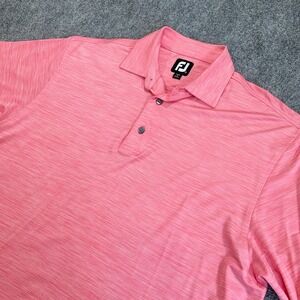 FootJoy Polo Shirt Mens Medium Pink High Low Stretch NAPA Golf Performance NEW